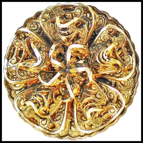 Vintage Scarf Clip Slide for Dress, Hat Western Germany Antique Filigree Finish - Picture 4 of 14